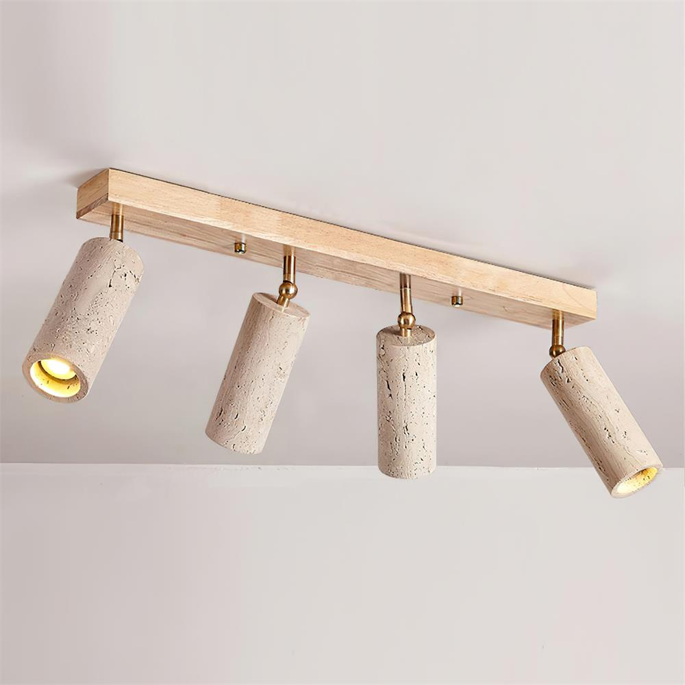 Three Adjustable Heads Dimmable Walnut Canopy Ceiling Spotlight